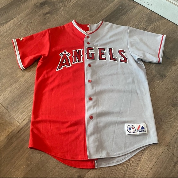 Vintage MLB Majestic Anaheim Angels Split Baseball Jersey Size Large
